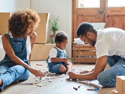 Family in new house.