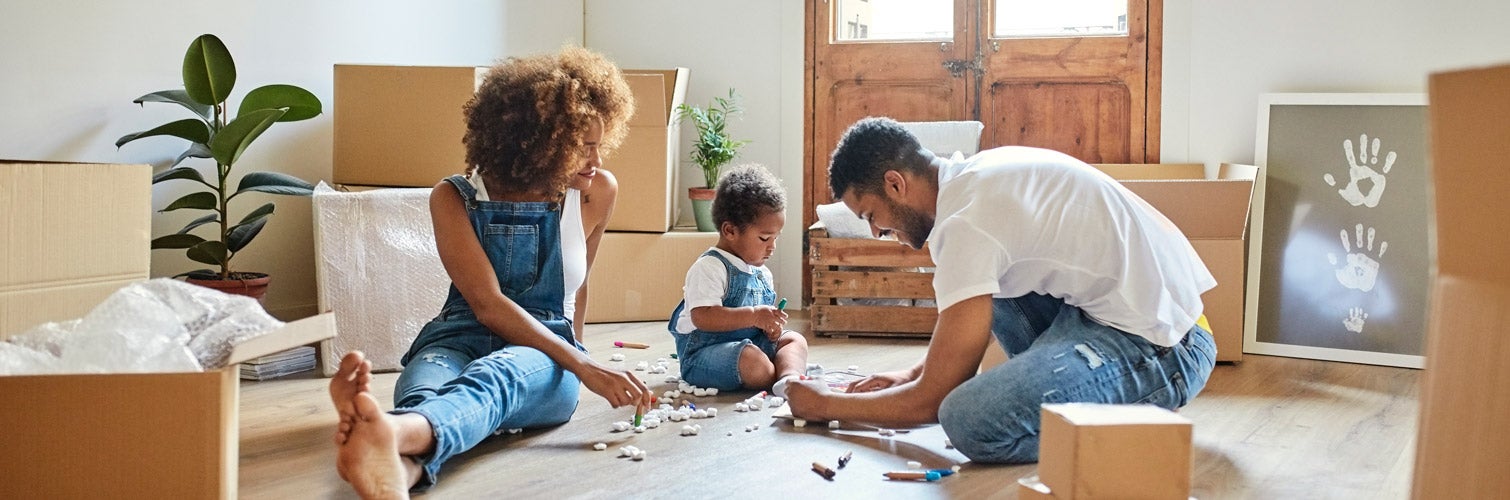 Family in new house.