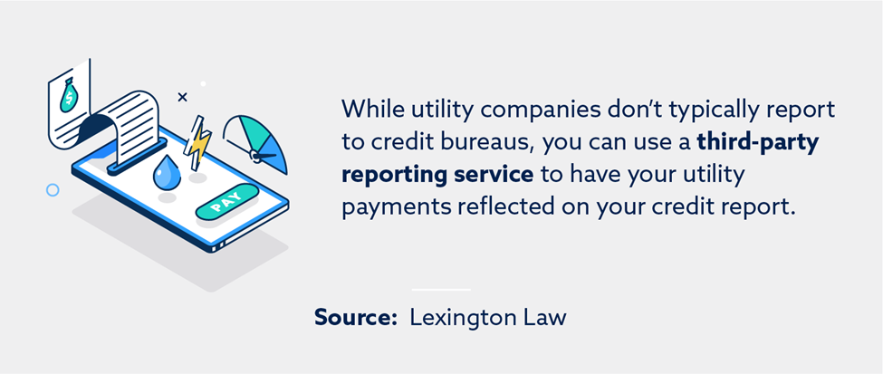 A small illustration next to copy describing using a third-party reporting service to report your utility bills.