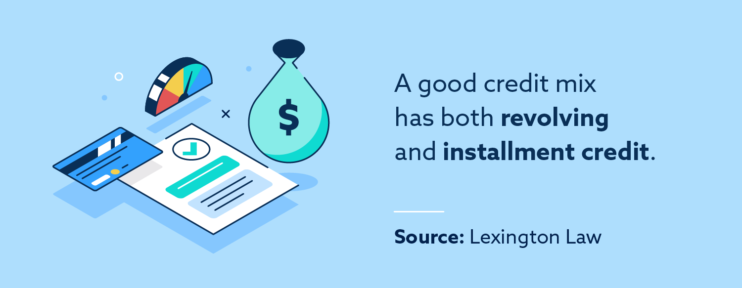 A good credit mix has both revolving and installment credit.